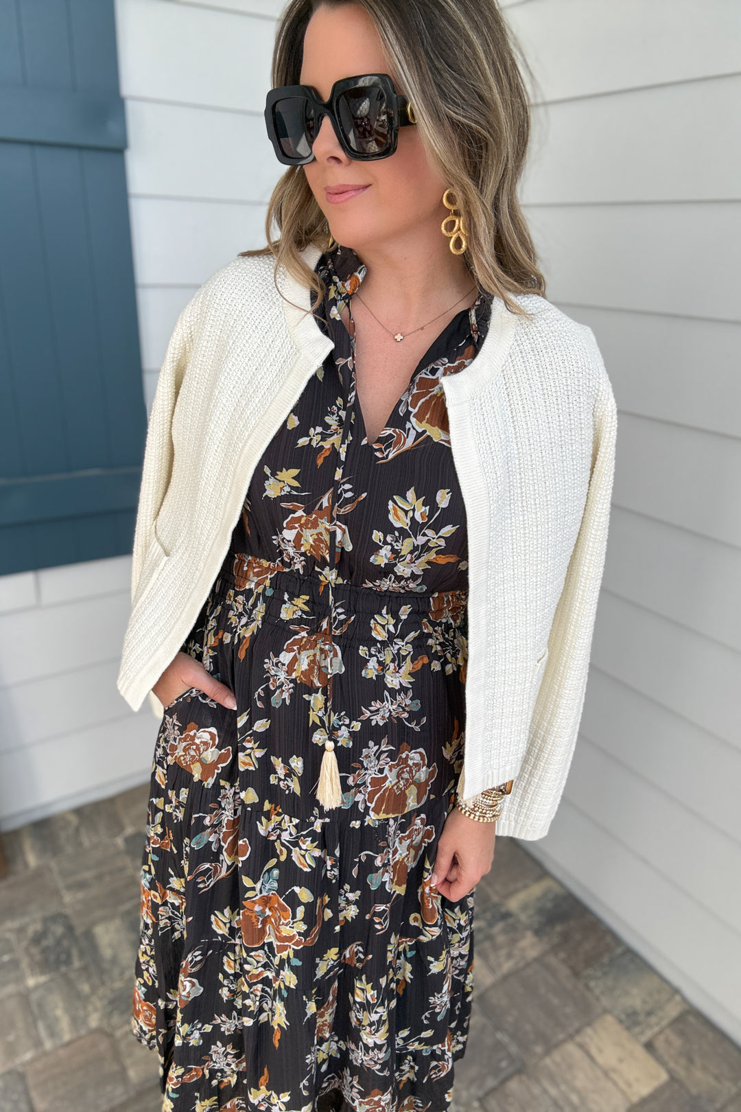 CHUNKY KNIT OPEN FRONT CARDIGAN - IVORY - B Social Boutique