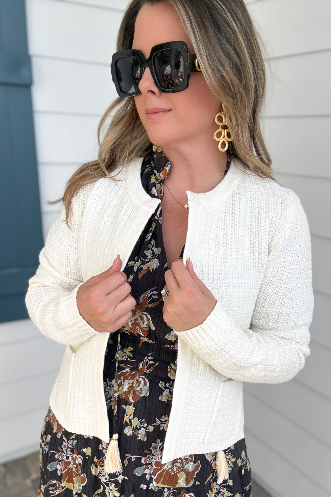 CHUNKY KNIT OPEN FRONT CARDIGAN - IVORY - B Social Boutique