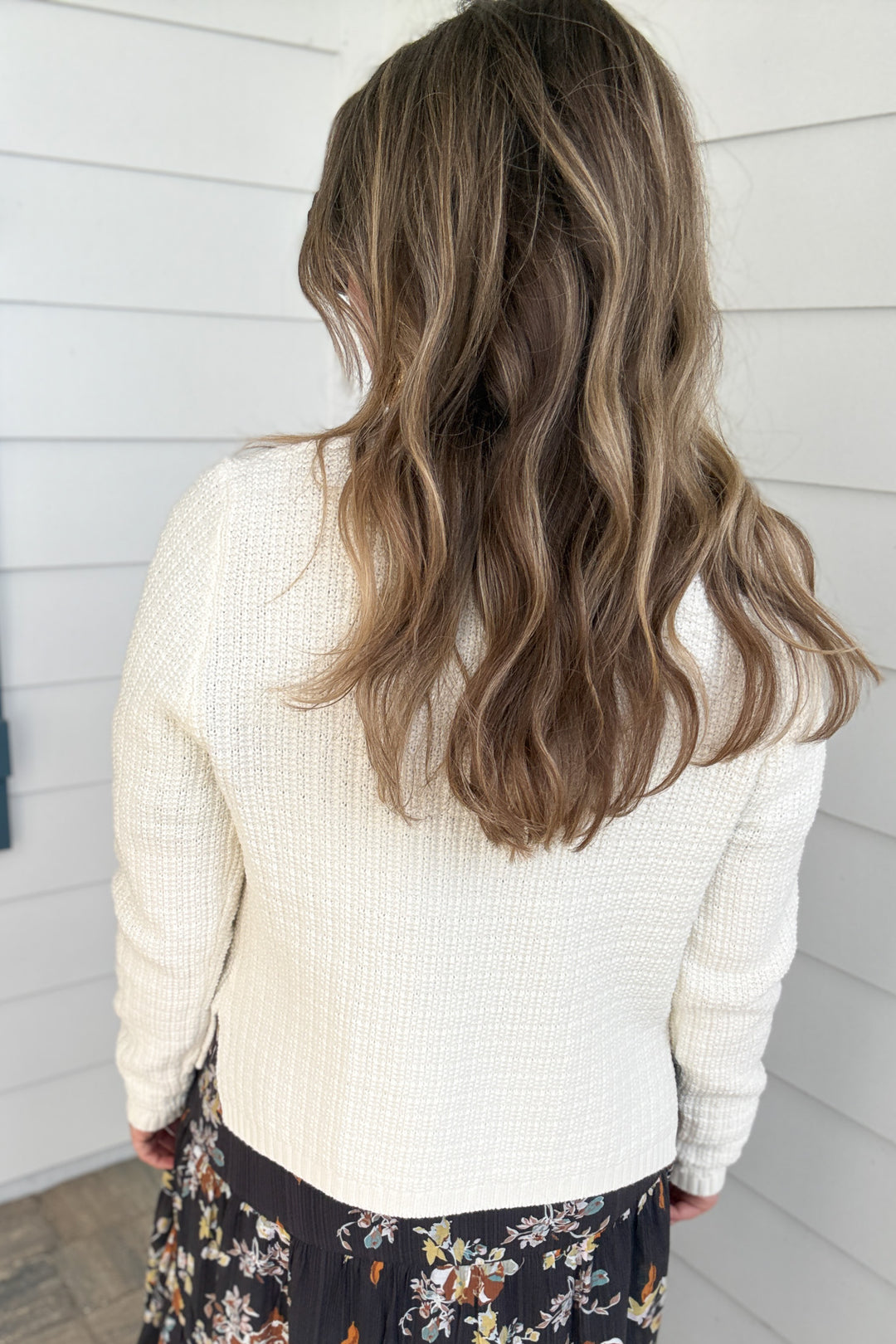 CHUNKY KNIT OPEN FRONT CARDIGAN - IVORY - B Social Boutique