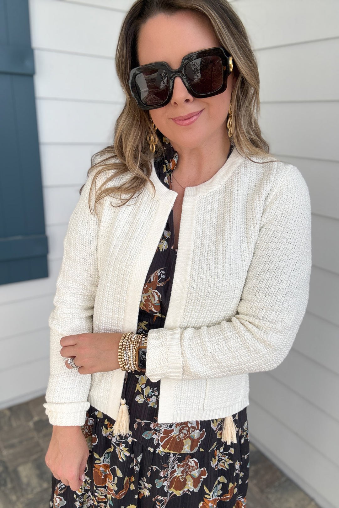 CHUNKY KNIT OPEN FRONT CARDIGAN - IVORY - B Social Boutique