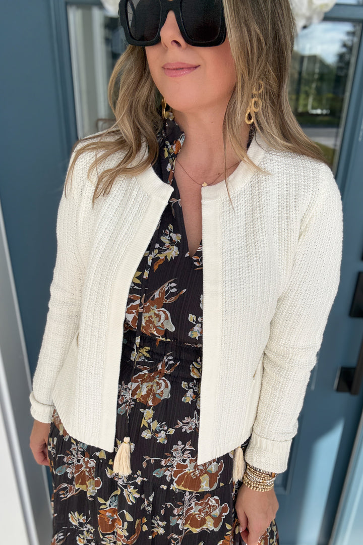 CHUNKY KNIT OPEN FRONT CARDIGAN - IVORY - B Social Boutique