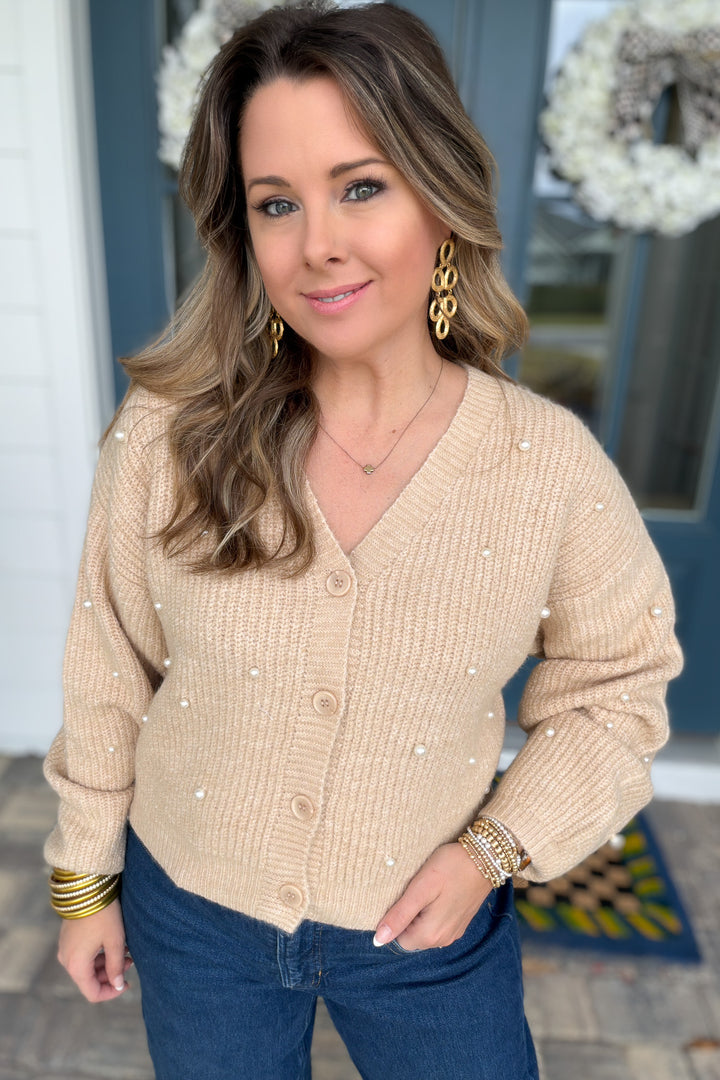 Pearls & Cozy Moments Cardigan