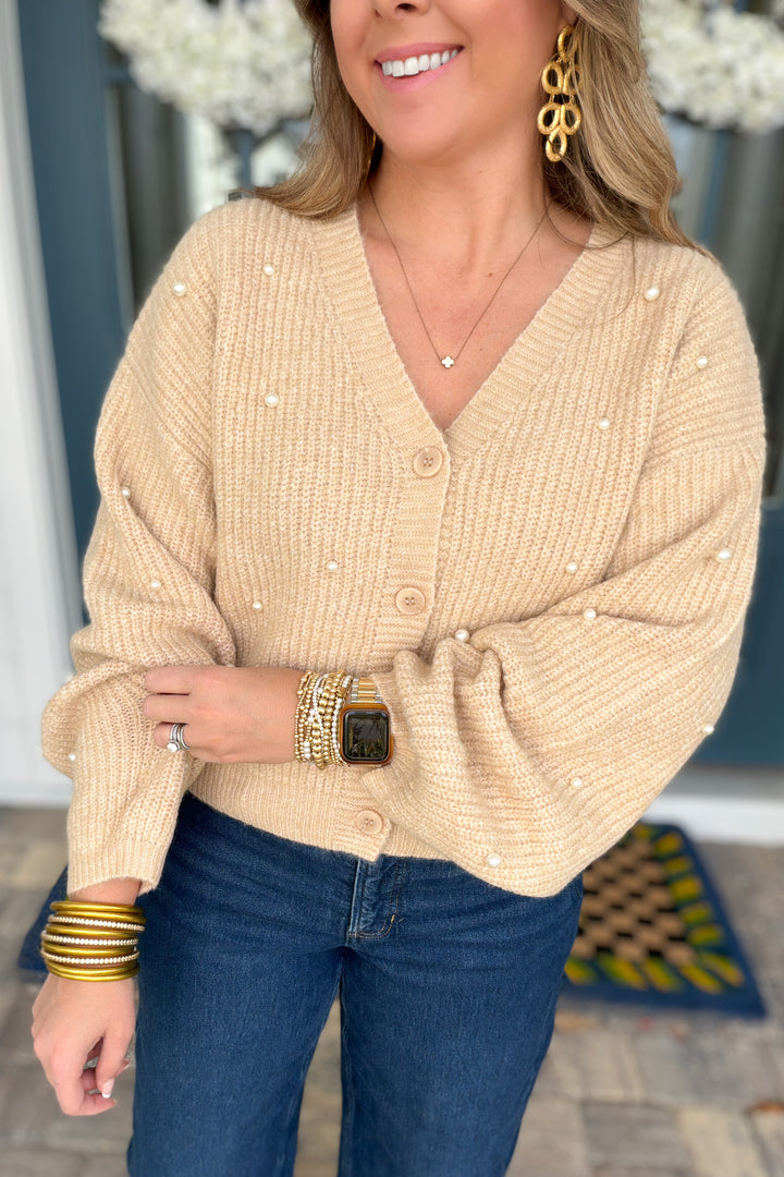 Pearls & Cozy Moments Cardigan