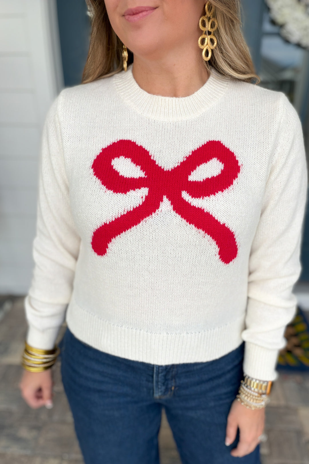 Sweet & Social Bow Sweater - Ivory