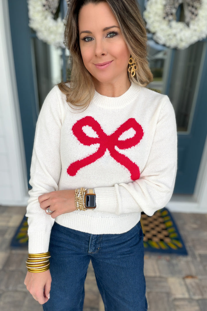 Sweet & Social Bow Sweater - Ivory