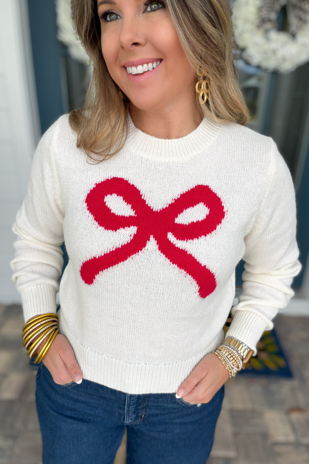 Sweet & Social Bow Sweater - Ivory