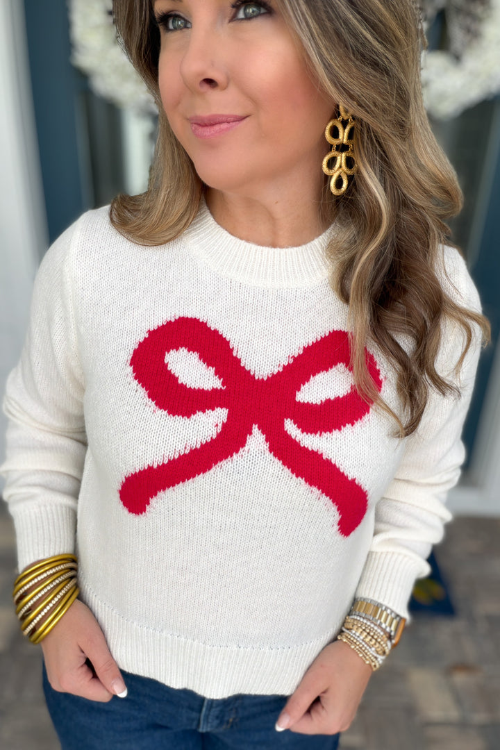 Sweet & Social Bow Sweater - Ivory