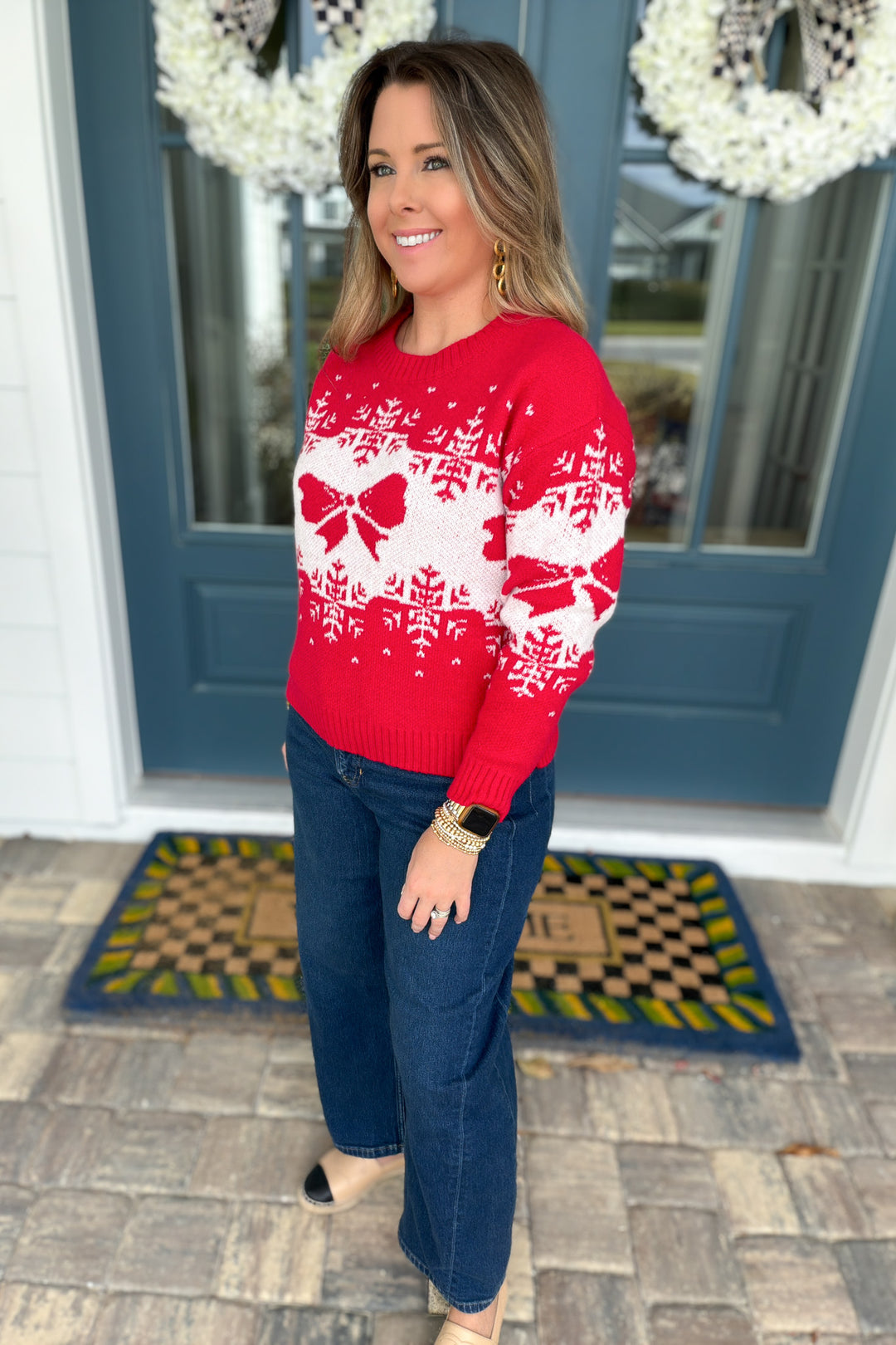 Holly Jolly Bow Sweater – Red