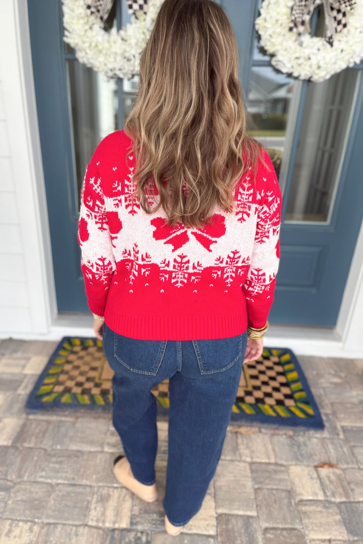 Holly Jolly Bow Sweater – Red