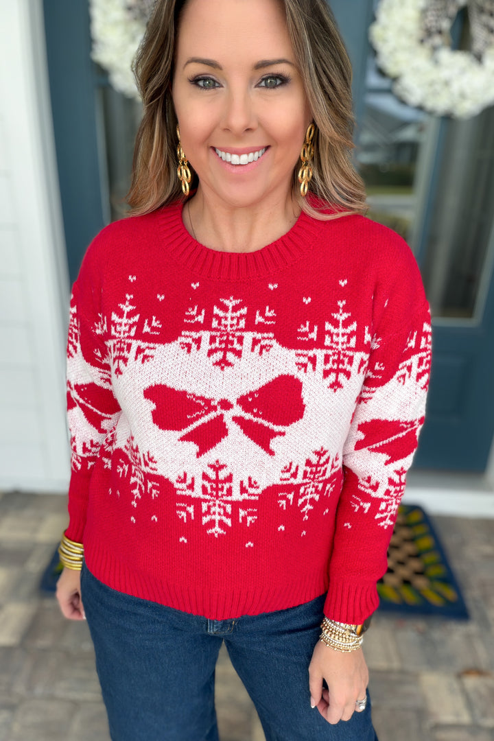 Holly Jolly Bow Sweater – Red