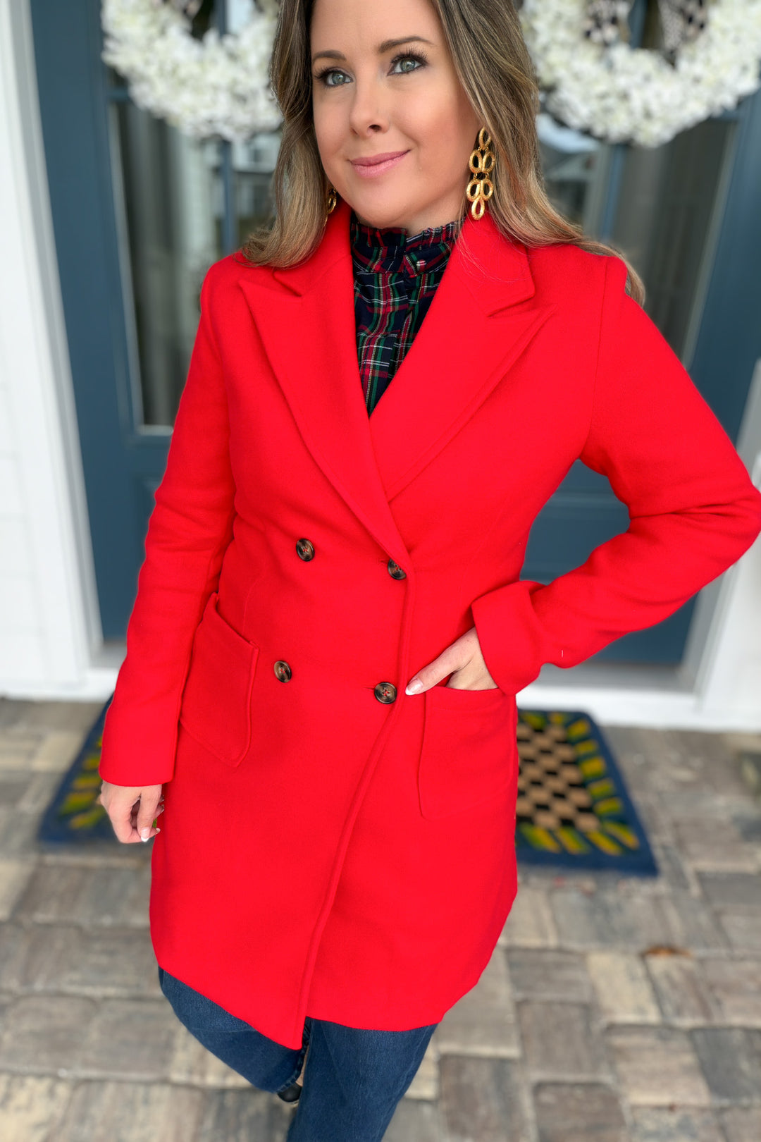 In The City Chic Peacoat - Red