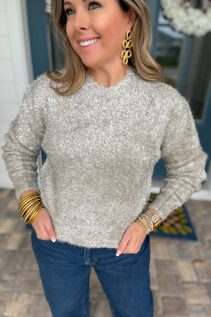 Z Supply: Tinseltown Cropped Sweater- Silver