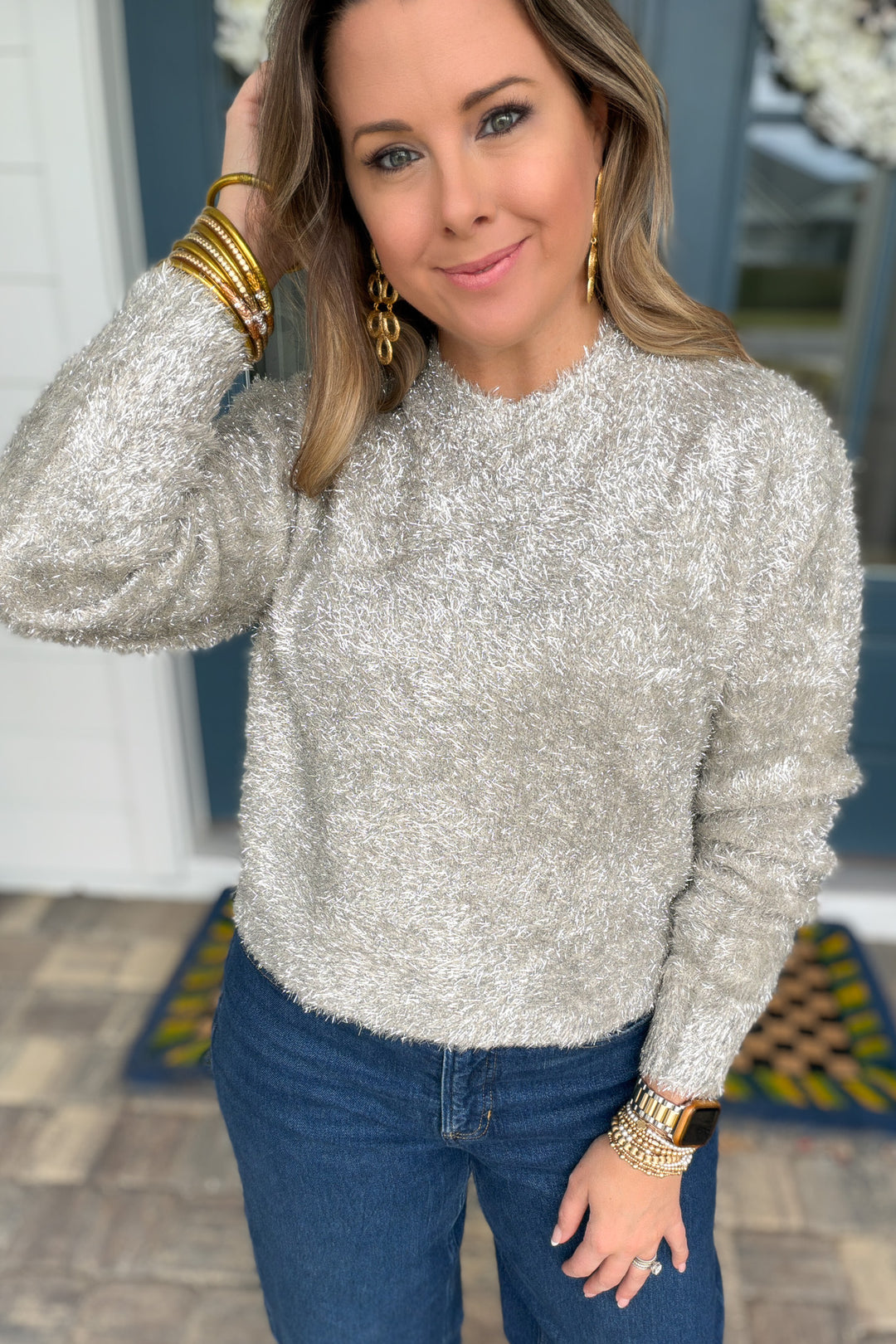 Z Supply: Tinseltown Cropped Sweater- Silver