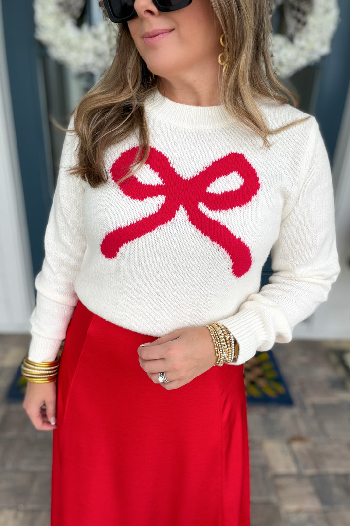Sweet & Social Bow Sweater - Ivory