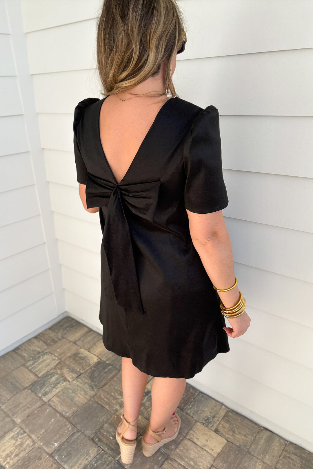 Chappell Taffeta Bow Back Dress - Black