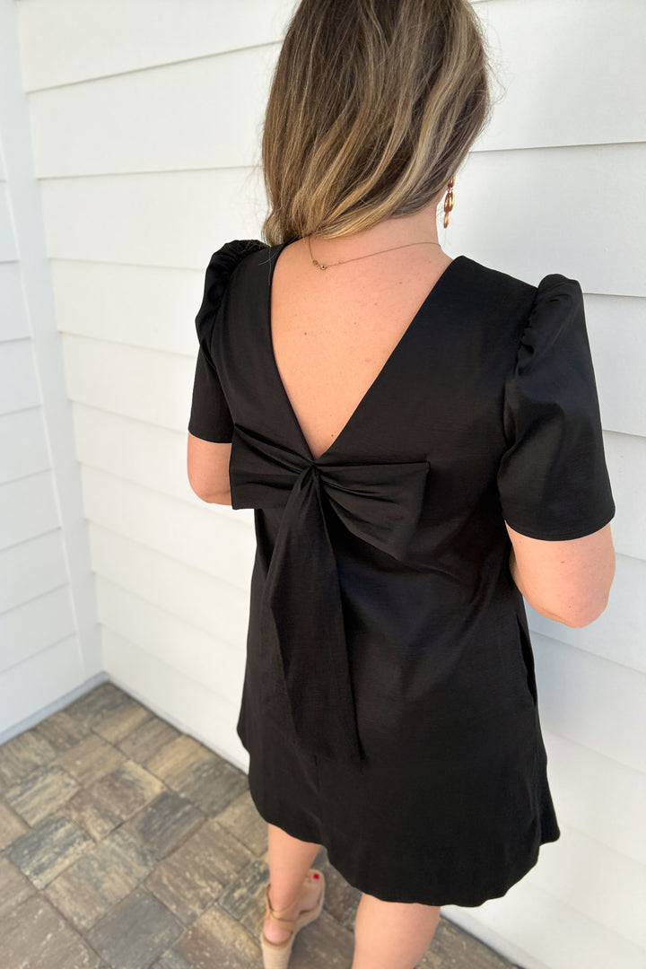 Chappell Taffeta Bow Back Dress - Black