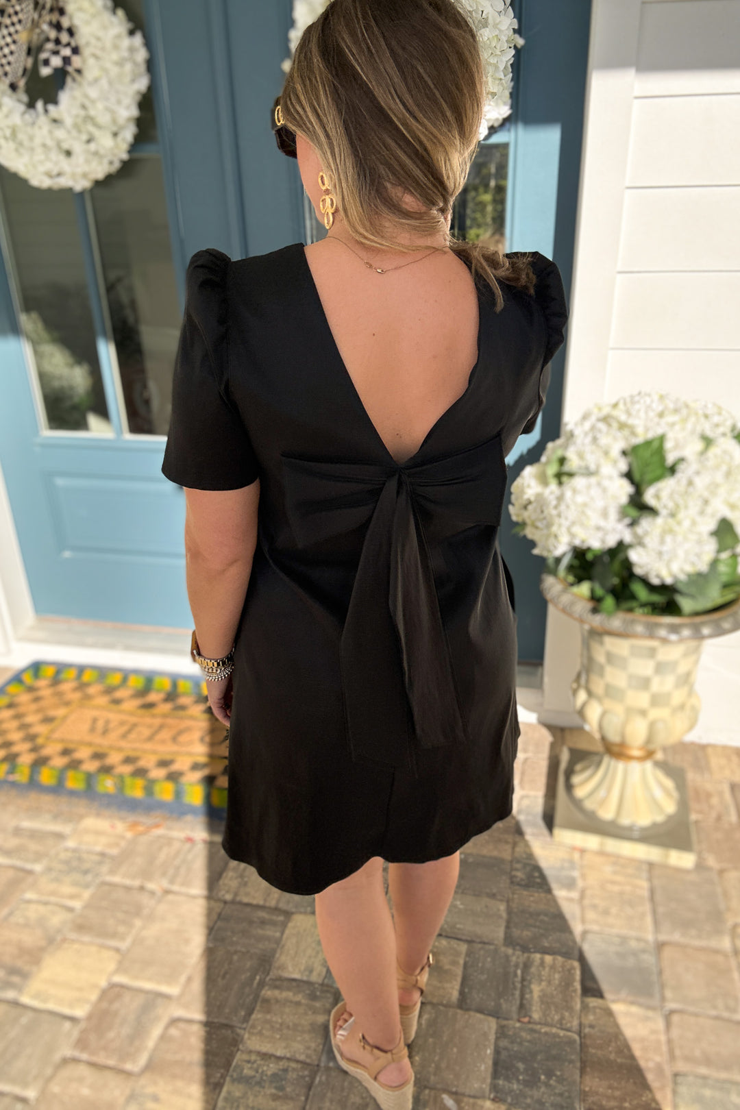 Chappell Taffeta Bow Back Dress - Black