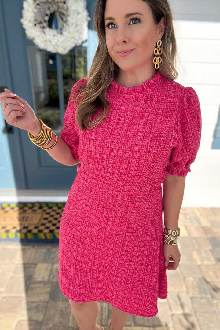 THML: Barbie Tweed Ruffle Neck dress