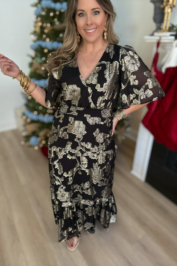 Z Supply: Kiera Jacquard Maxi Dress -  Black