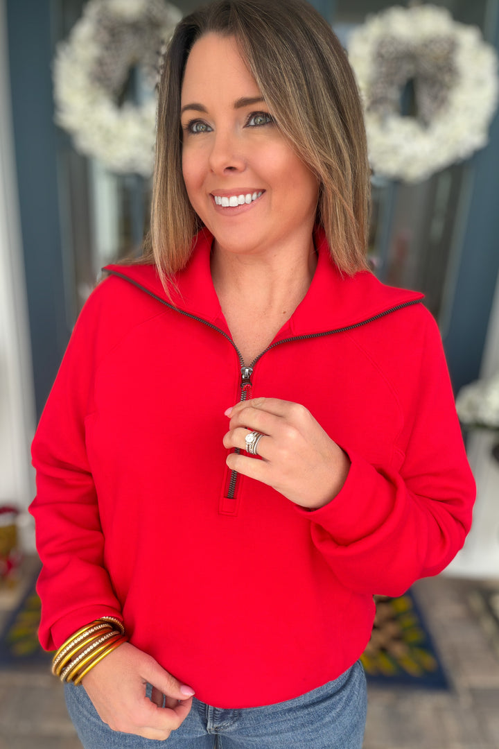 SPANX: AirEssentials Half Zip - Red