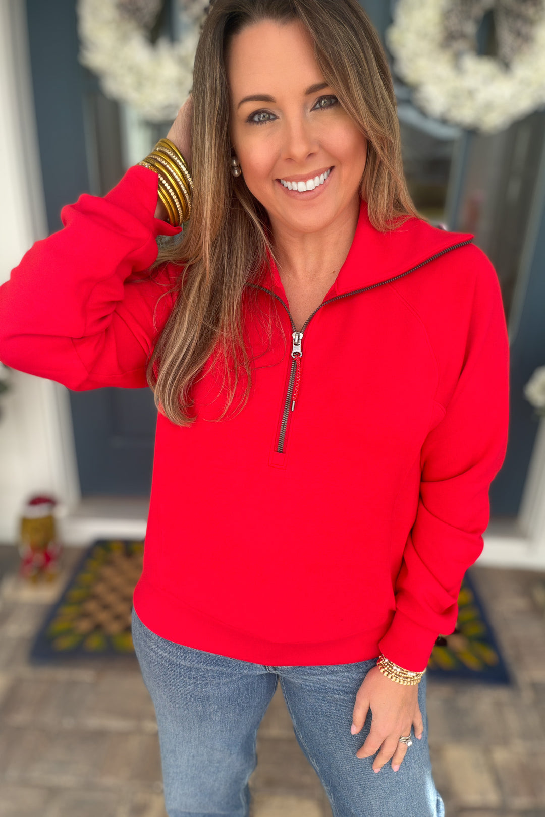 SPANX: AirEssentials Half Zip - Red