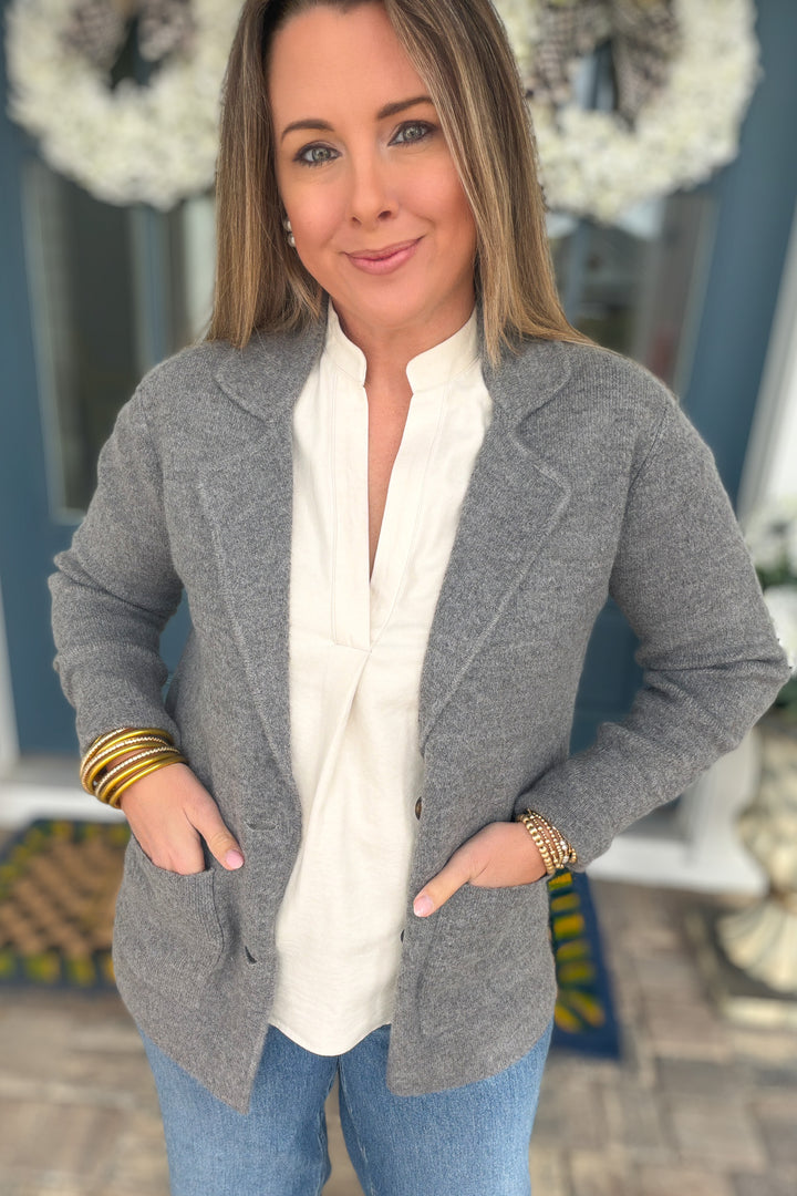 Effortless Layering Knit Blazer - Charcoal
