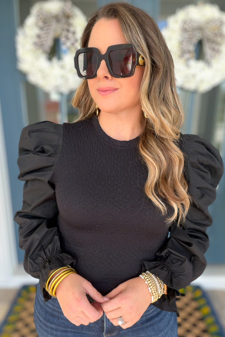 After Hours Puff Sleeve Top - Black