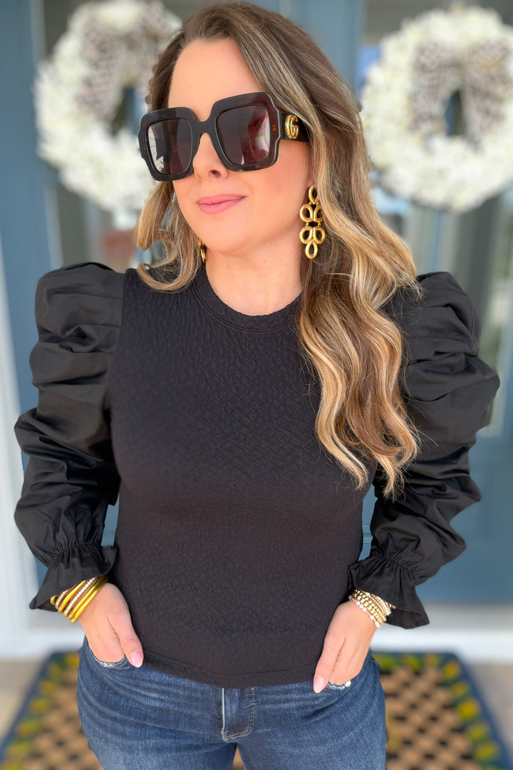 After Hours Puff Sleeve Top - Black