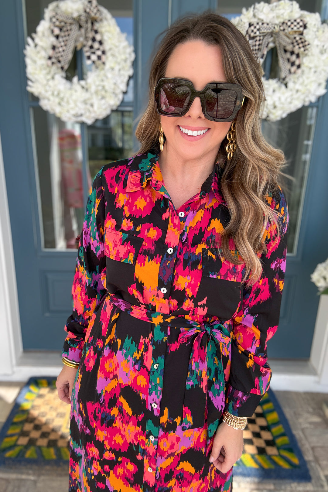 Girl On Fire Button Front Midi Dress