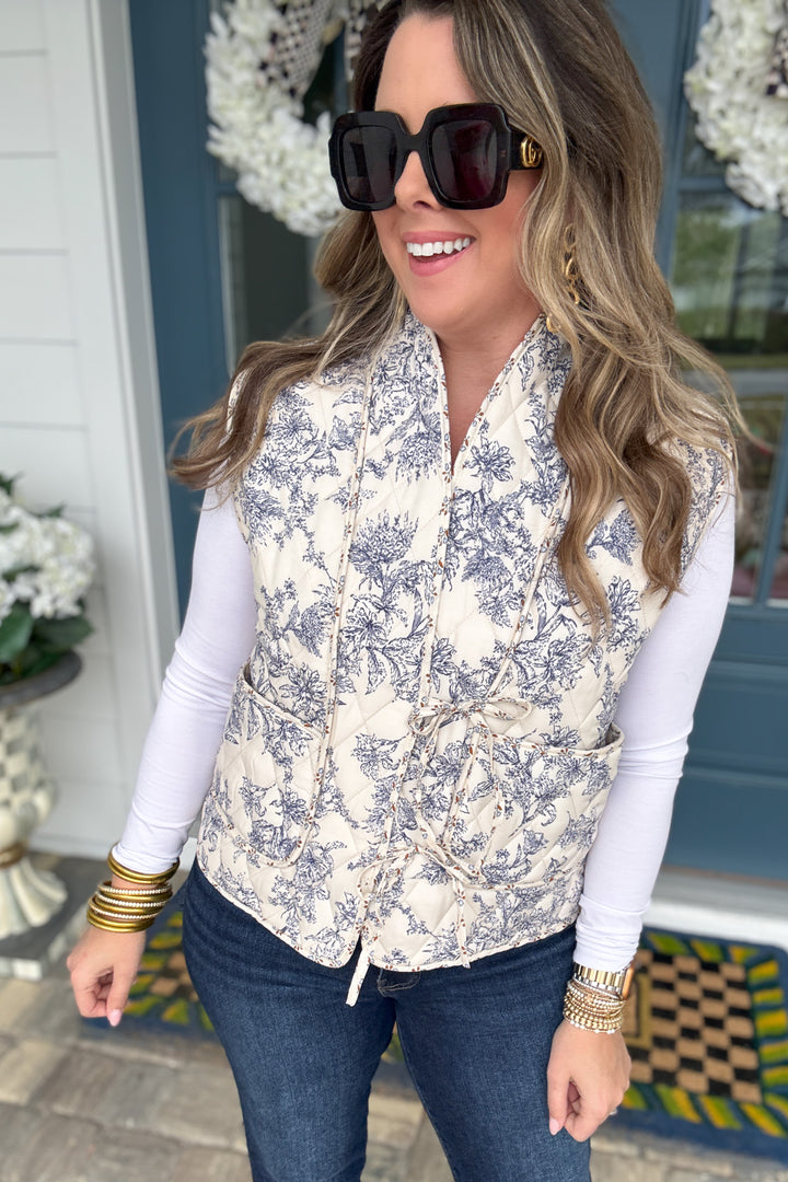 Blue Willow Quilted Tie Vest
