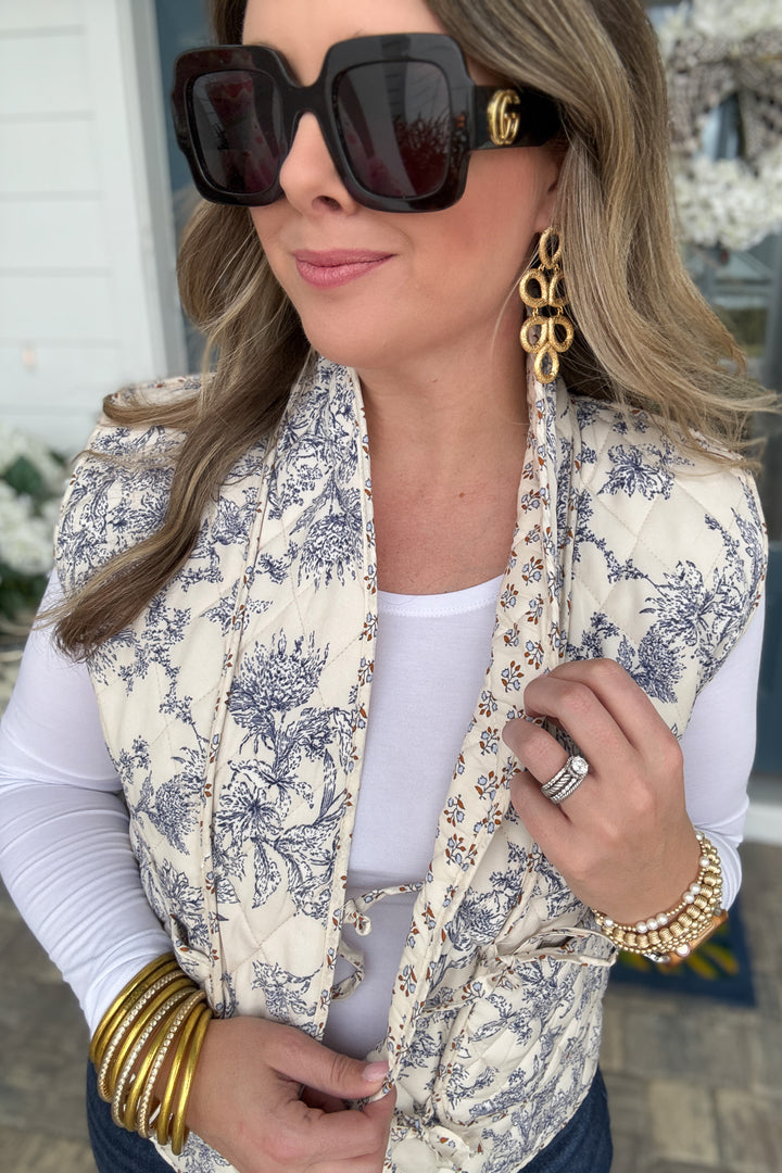 Blue Willow Quilted Tie Vest