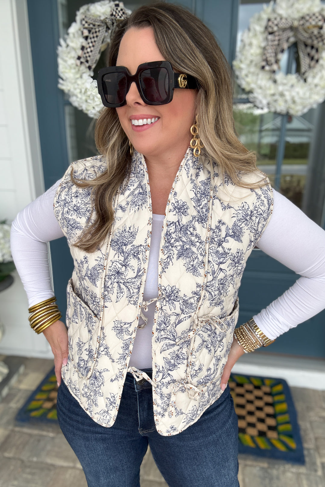 Blue Willow Quilted Tie Vest