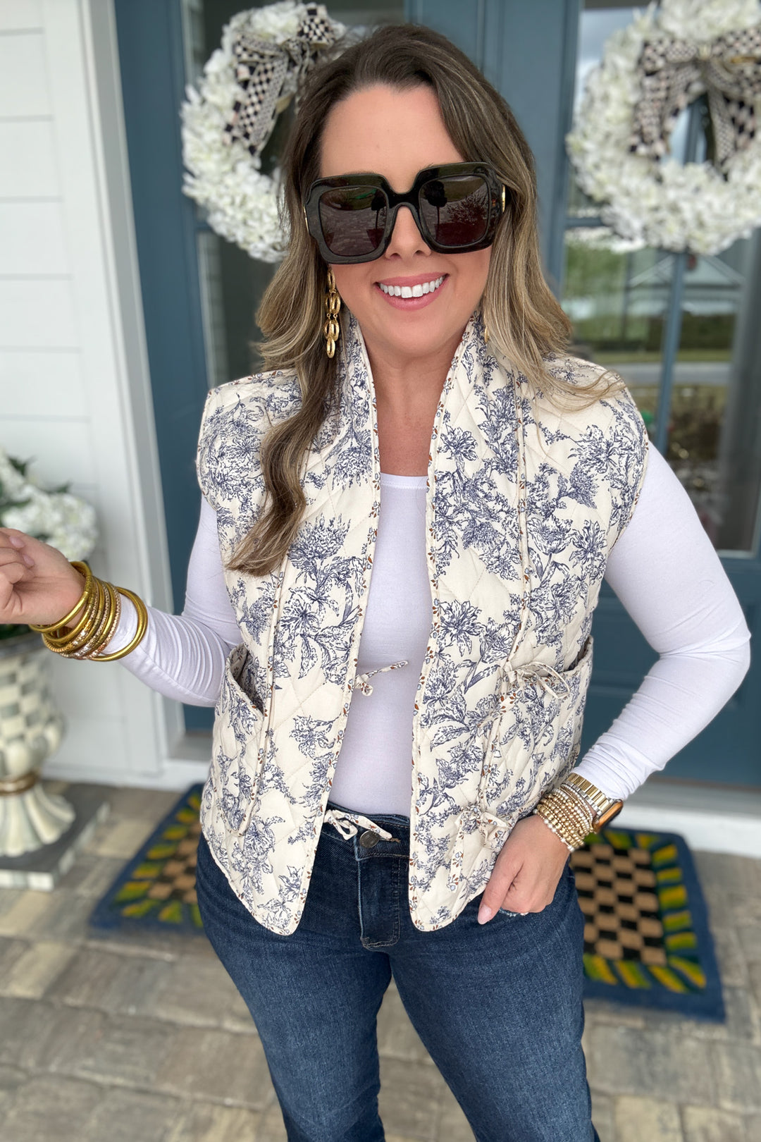 Blue Willow Quilted Tie Vest