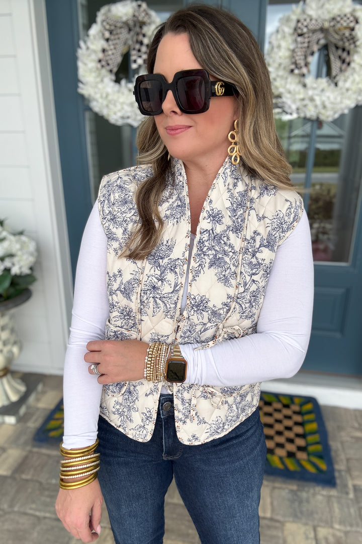 Blue Willow Quilted Tie Vest