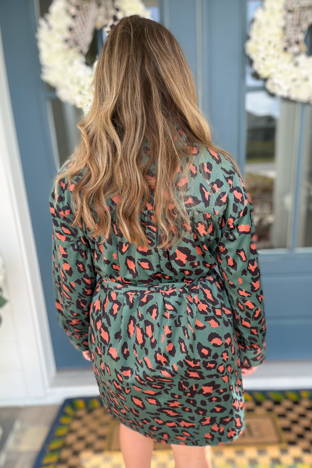 Teal Wild Side Corduroy Shirt Dress