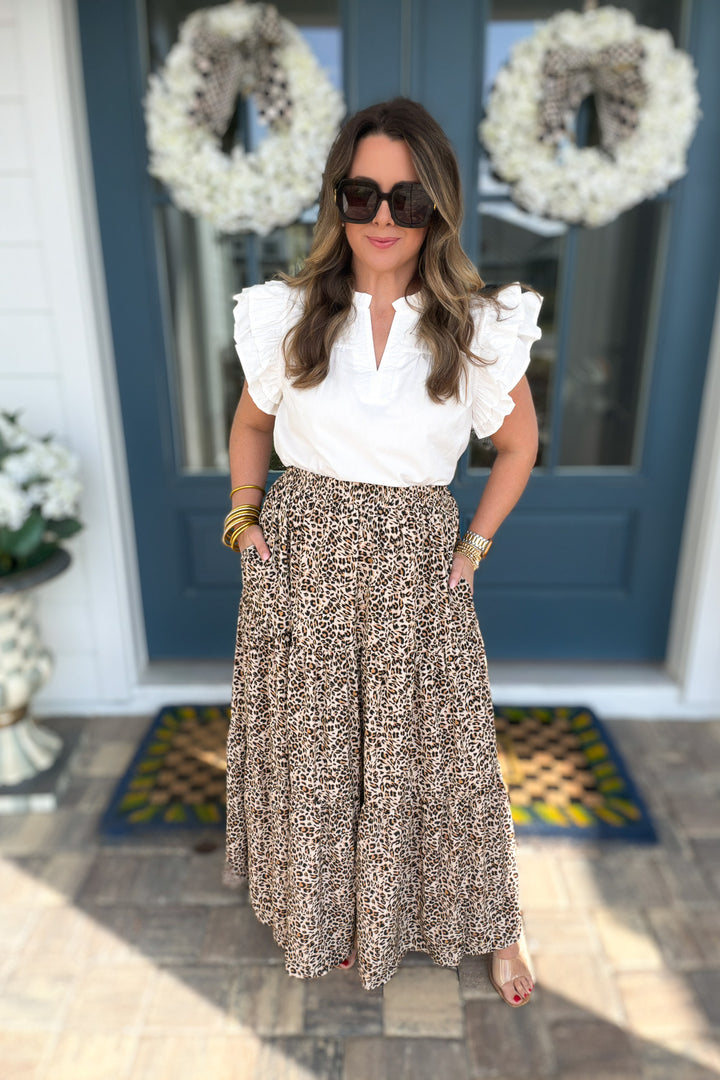 Savannah Breeze Leopard Maxi Skirt