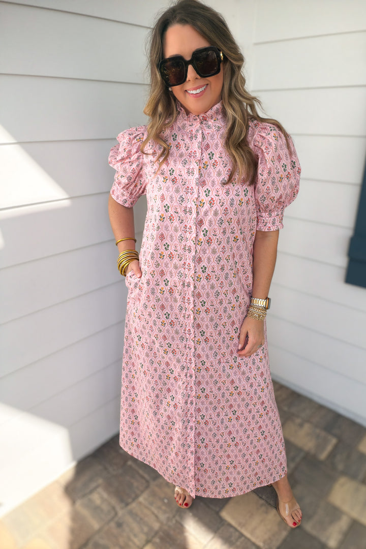 Petal Lane Ruffle Neck Midi Dress - B Social Boutique