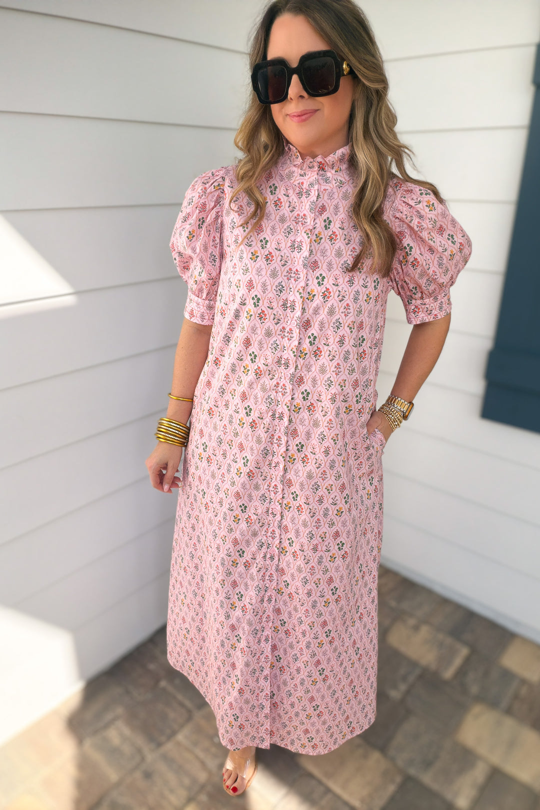 Petal Lane Ruffle Neck Midi Dress - B Social Boutique