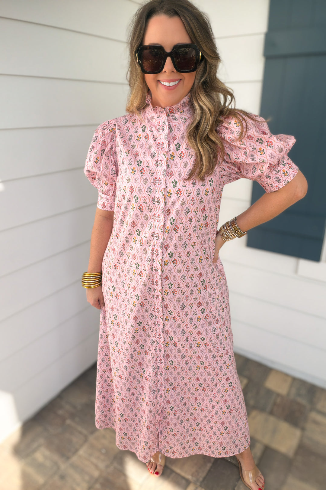 Petal Lane Ruffle Neck Midi Dress - B Social Boutique