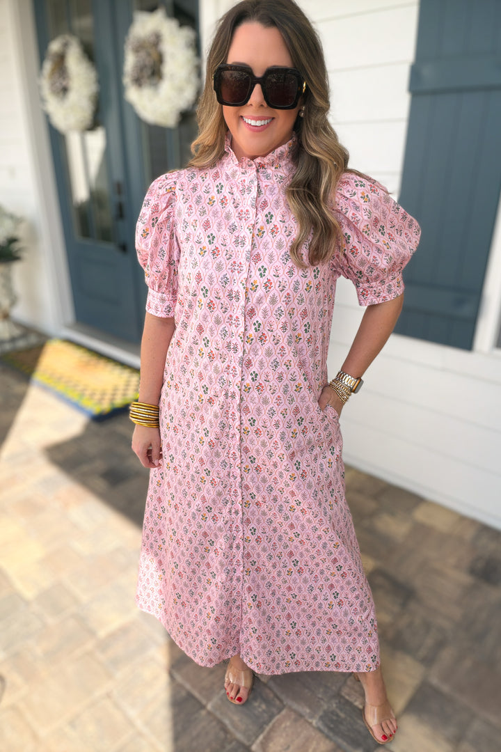 Petal Lane Ruffle Neck Midi Dress - B Social Boutique