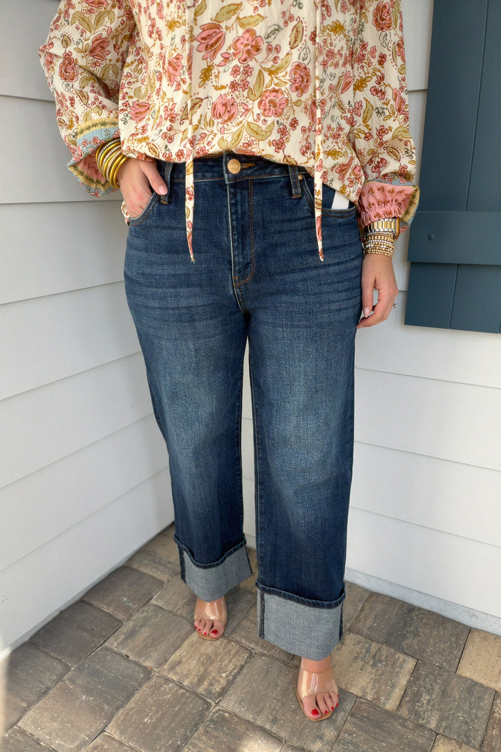 KUT: SIENNA HIGH RISE STRAIGHT LEG-ROLL UP 5"