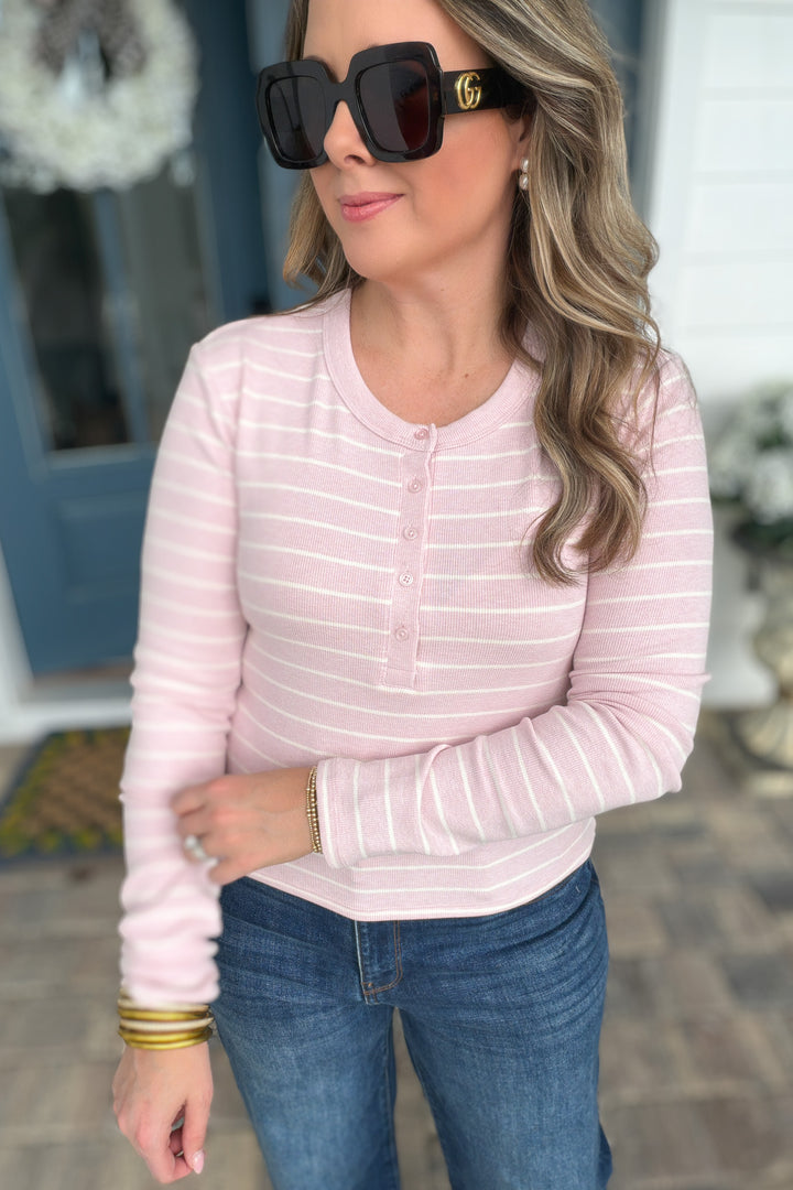 Z Supply: Ferris Henley Striped Top - Washed Pink
