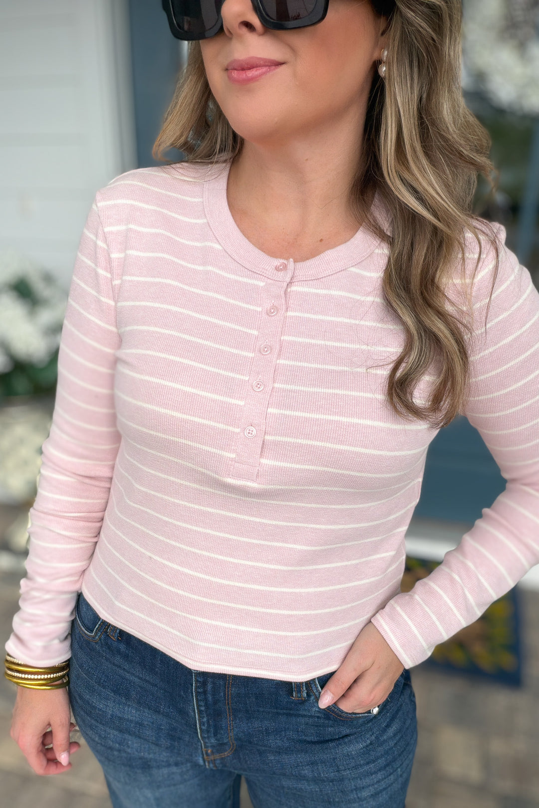 Z Supply: Ferris Henley Striped Top - Washed Pink