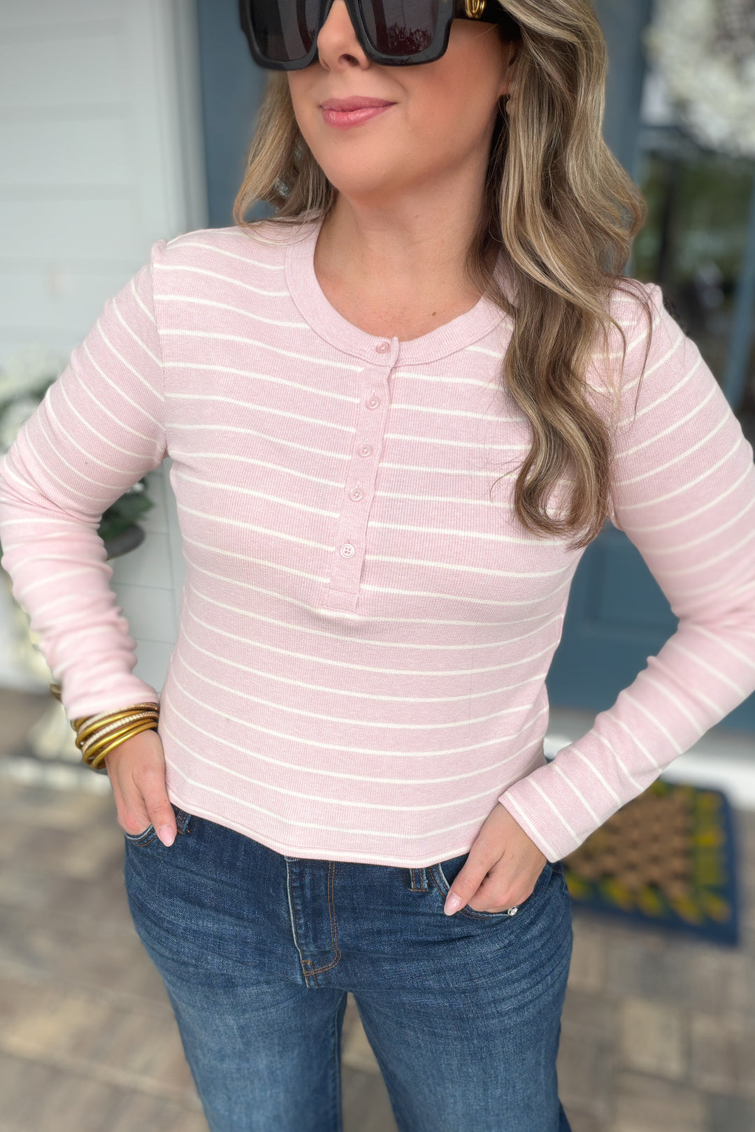 Z Supply: Ferris Henley Striped Top - Washed Pink