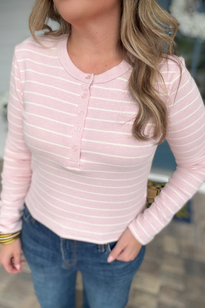 Z Supply: Ferris Henley Striped Top - Washed Pink