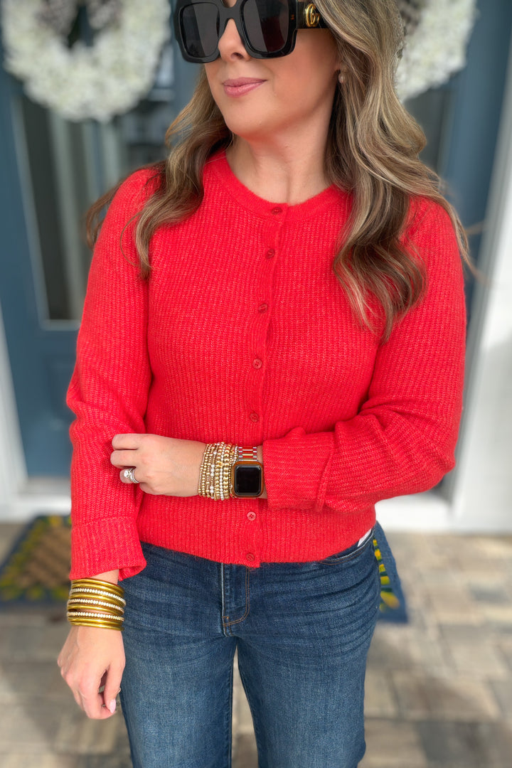 Z Supply: Medina Rib Cardigan - Red Lotus