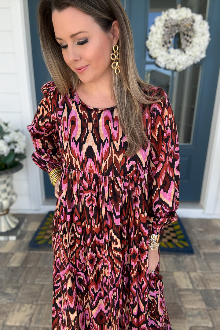 Molly Bracken: Fall Ikat Maxi Dress