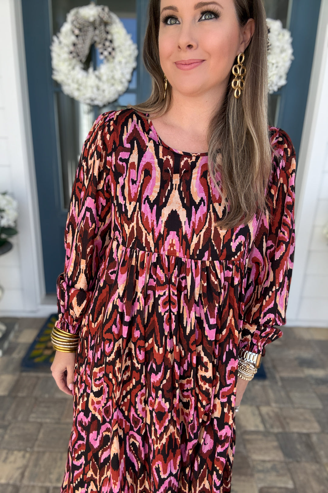 Molly Bracken: Fall Ikat Maxi Dress
