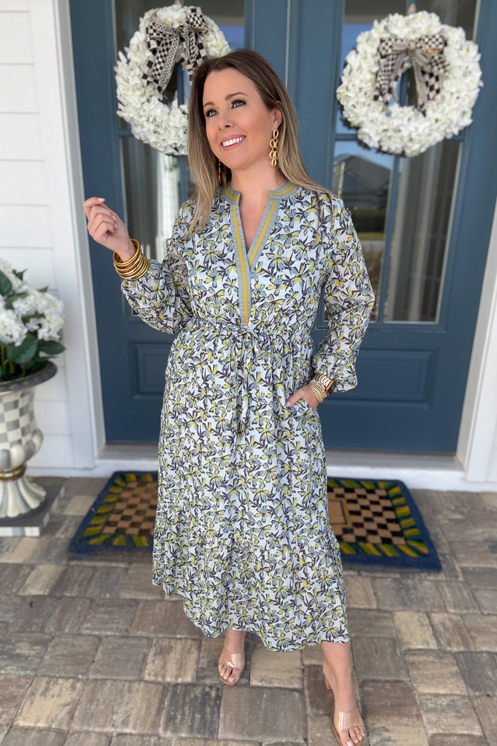 Olive Garden Tie Waist Midi Dress - B Social Boutique