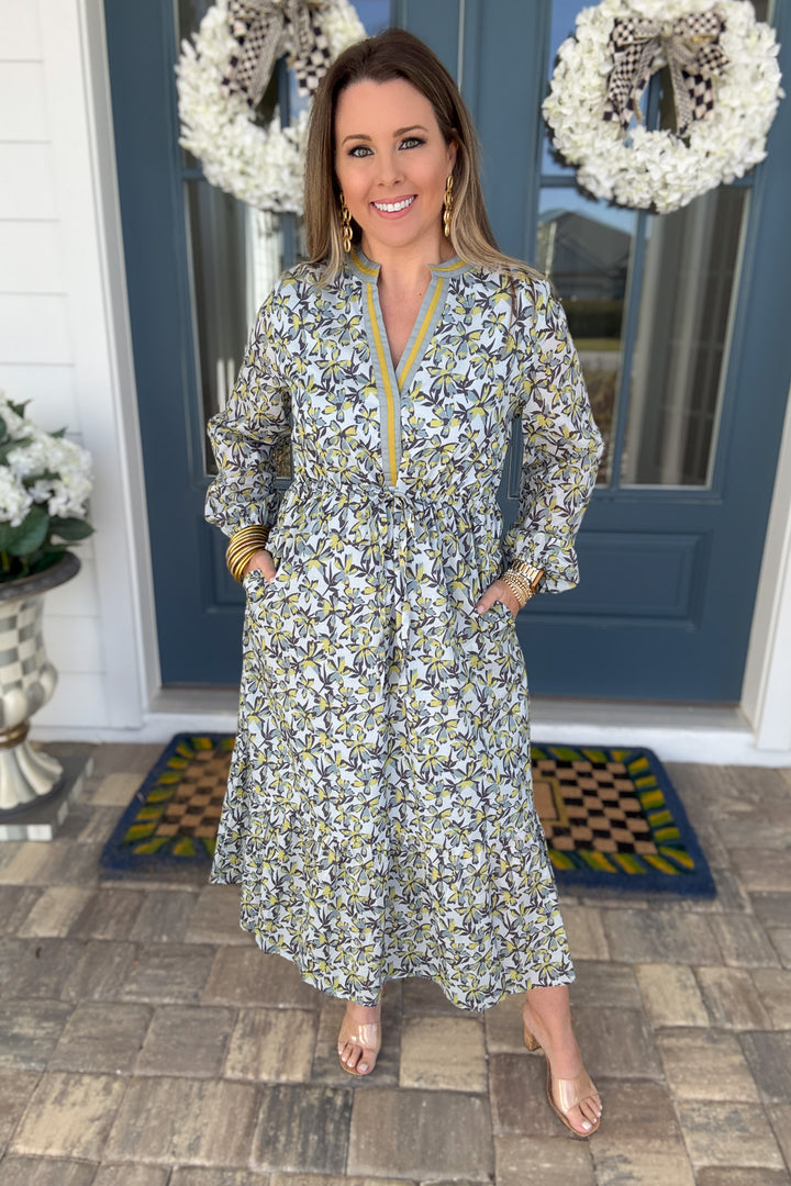 Olive Garden Tie Waist Midi Dress - B Social Boutique
